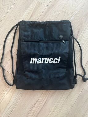 Marucci Black Drawstring Backpack with Front Zip Pocket